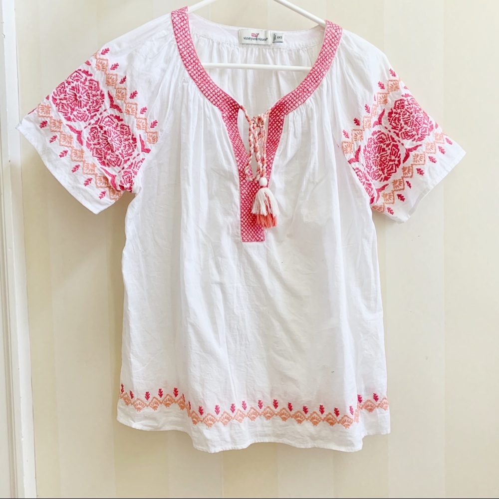 Pink Embroidered Summer Shirt Women’s Size XXS